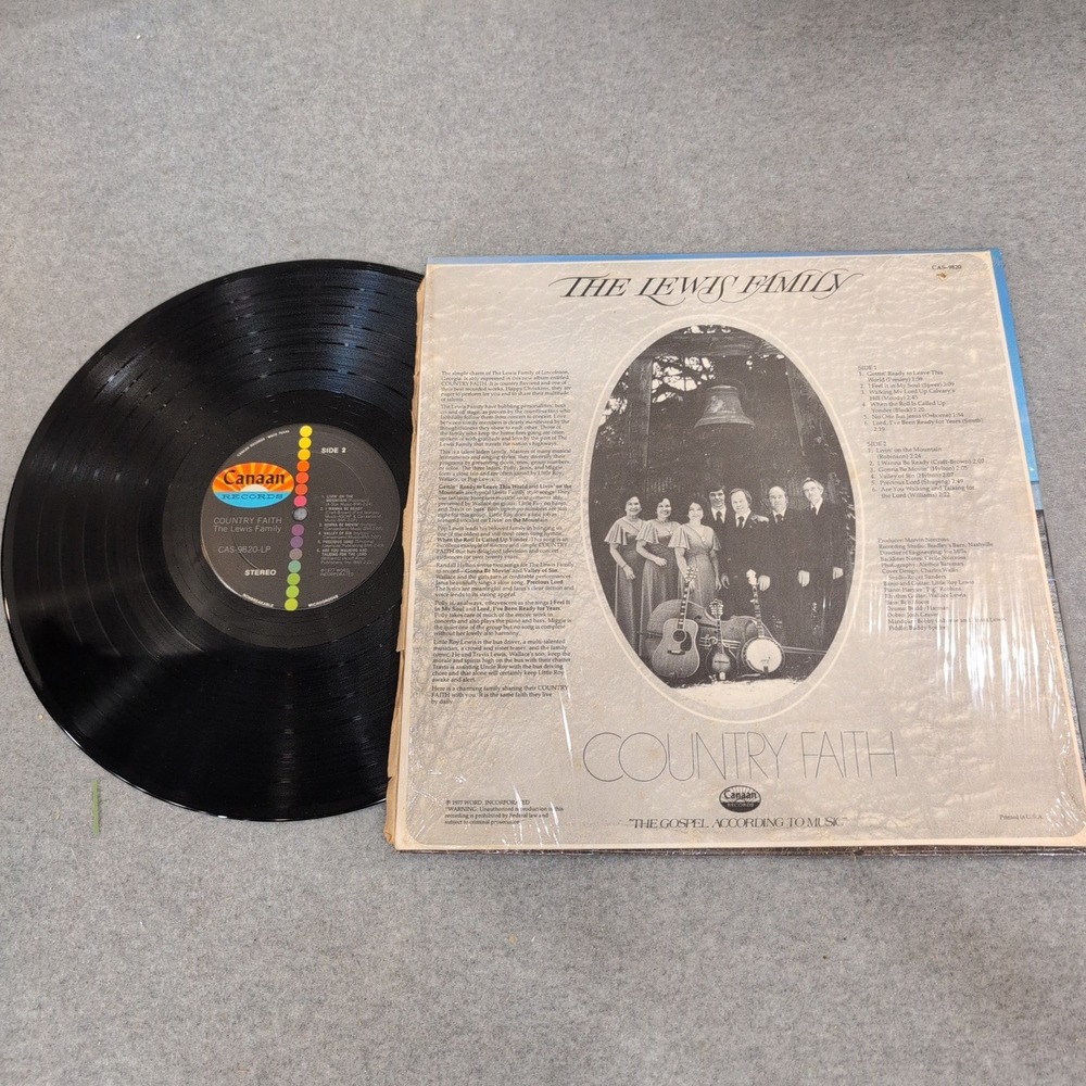 The Lewis Family Country Faith Vinyl LP Gospel Bluegrass Canaan Records CAS-9820 - Picture 2 of 2